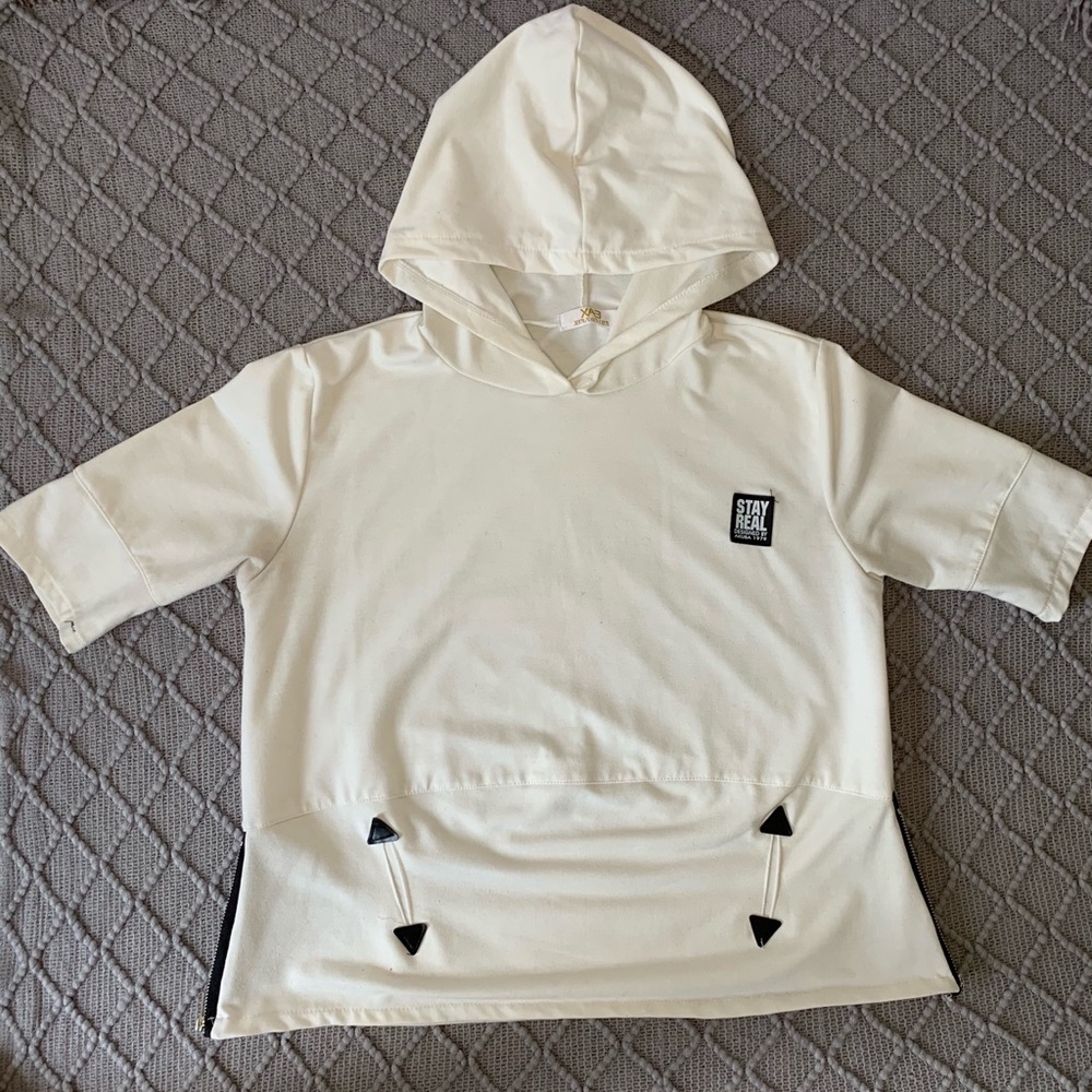 Shein White Short Sleeve Hoodie